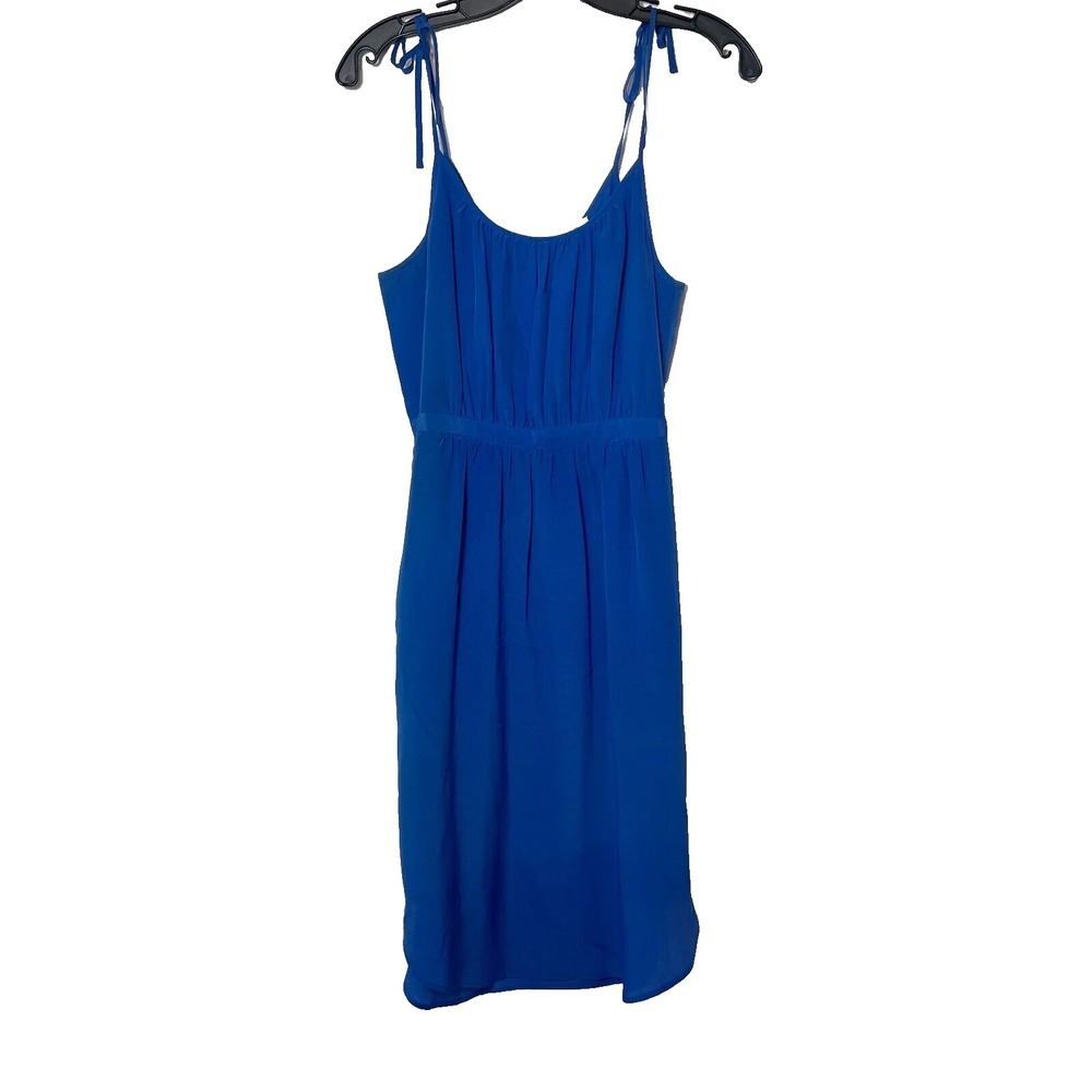 Madewell Silk Skyway Sleeveless Cami Dress Womens Size 4 Blue Tie Straps Pockets